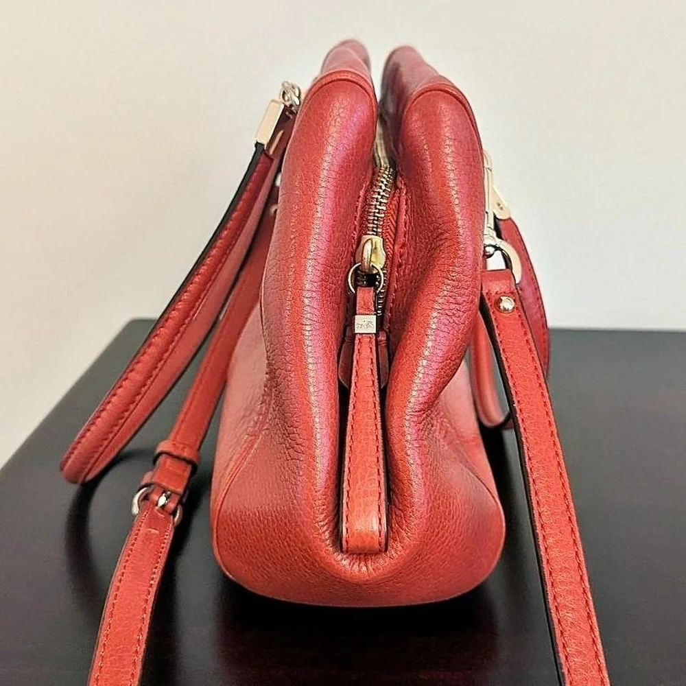 Coach Madison Madeline East West Brick Orange Leather Shoulder Bag